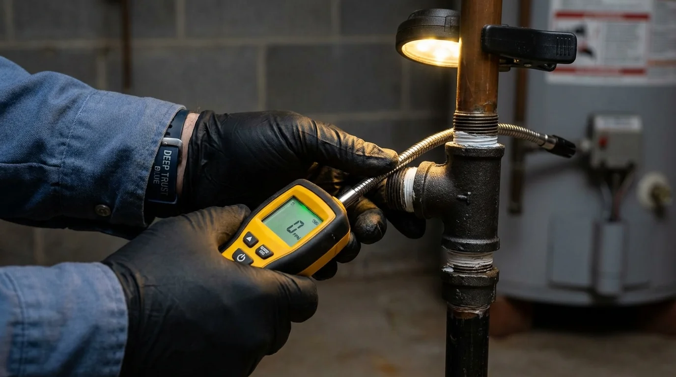 Gas leak detection with electronic sniffer by Johns Plumbing LLC in Pendleton
