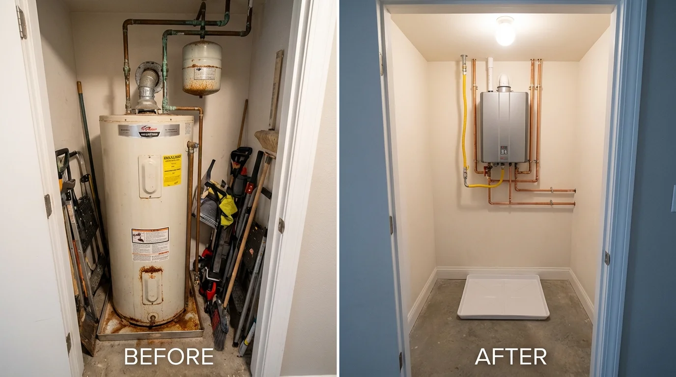 Tank water heater versus wall-mounted tankless unit comparison for Pendleton, SC homeowners